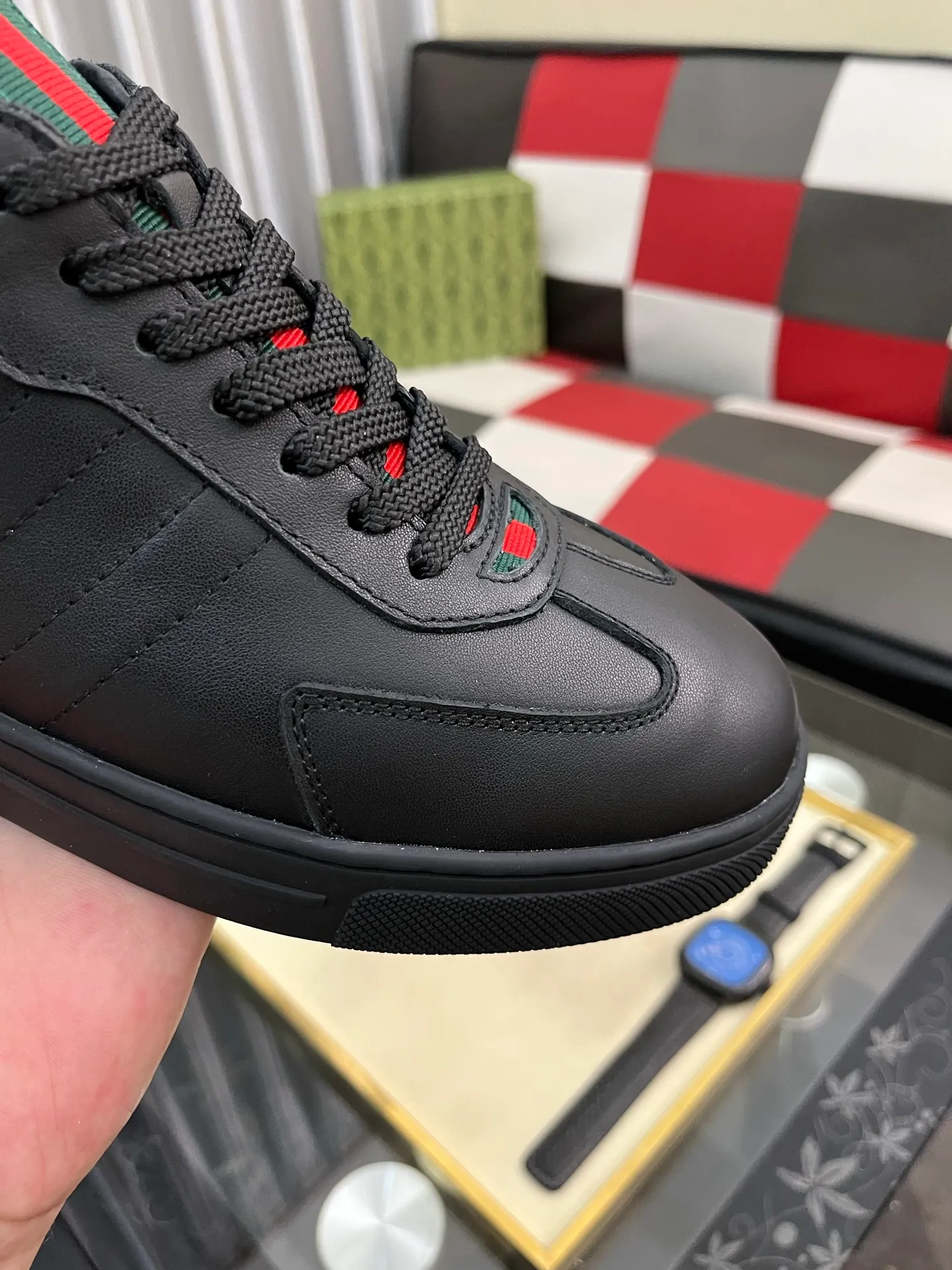 Men's shoes 💰400⌚️⌚️Gucci •Gucci original quality.~ Unique modern style sneakers. 🏃A must-have casual shoe for trendy men😍😍 Original brand imported from Italy, imported original leather, sheep lining (refuses to discolor and grind feet) Sole: Original sole provided by the original factory, French lazy style design ⚠️Fit to the feet, original quality, super comfortable original sole. Just like shooting the real thing🎬The real thing is better, code number: 38-442️⃣colors available